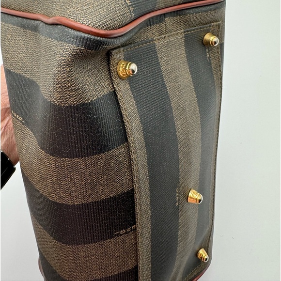 Fendi-Authentic- Pecan Canvas Boston Bag Brown / Black - Picture 15 of 16